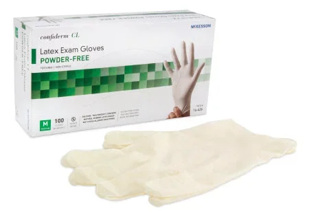 McKesson Exam Glove NonSterile Latex Standard Cuff Length Textured Fingertips Ivory