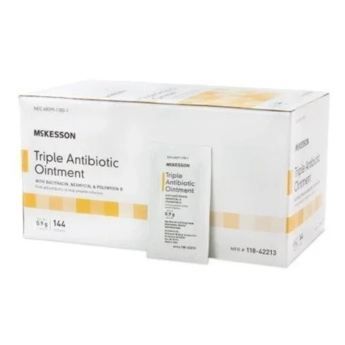 McKesson First Aid Antibiotic, Individual Packet, 0.9 Gram Ointment, Box of 144