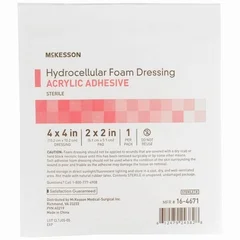 McKesson Foam Dressing 4 x 4″ Square Acrylic Adhesive with Border Sterile, 10 EA/BX - Image 4