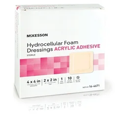 McKesson Foam Dressing 4 x 4″ Square Acrylic Adhesive with Border Sterile, 10 EA/BX - Image 3