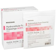 McKesson Foam Dressing 4 x 4″ Square Acrylic Adhesive with Border Sterile, 10 EA/BX