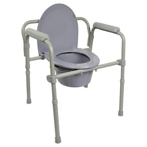 Mckesson Folding Commode Chair Fixed Arm Steel Frame Back Bar