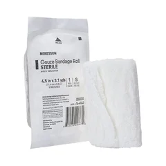 McKesson Gauze Bandage Roll Cotton Gauze 8-Ply 4-1/2 Inch X 3-1/10 Yard Roll Sterile, 100 EA/CS