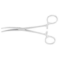 McKesson Hemostatic Forceps Argent Rochester-Pean 6-1/4 Inch Length Surgical Grade Stainless Steel NonSterile Ratchet Lock Finger Ring Handle Curved, 1/EA