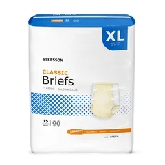 McKesson Incontinent Brief Lite Tab Closure X-Large Disposable Light Absorbency, 15 EA/BG