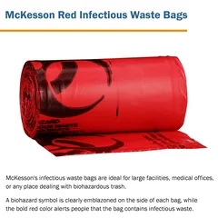 McKesson Infectious Waste Bag 30 to 33 gal. Red Bag Polymer Film 31 X 41 Inch, 250/CS - Image 3