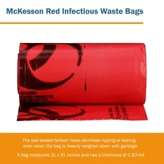 McKesson Infectious Waste Bag 30 to 33 gal. Red Bag Polymer Film 31 X 41 Inch, 250/CS - Image 2