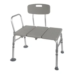 McKesson Knocked Down Bath Transfer Bench, Removable Arm Rail, 17-1/2 to 22-1/2 Inch Seat Height, 400 lbs. Weight Capacity, 1/EA