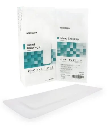 McKesson McKesson Adhesive Dressing 4 X 10 Inch Polypropylene / Rayon Rectangle White Sterile – 16-89041