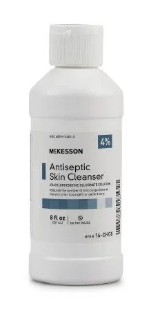 McKesson McKesson Antiseptic Skin Cleanser 8 fl. oz. Flip-Top Bottle 4% CHG (Chlorhexidine Gluconate) / Isopropyl Alcohol – 16-CHG8