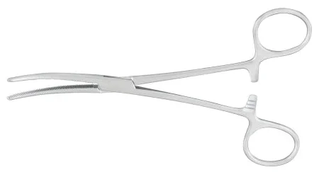 McKesson McKesson Argent Hemostatic Forceps Rochester-Pean 6-1/4 Inch Surgical Grade Stainless Steel NonSterile Ratchet Lock Finger Ring Handle Curved – 43-1-477