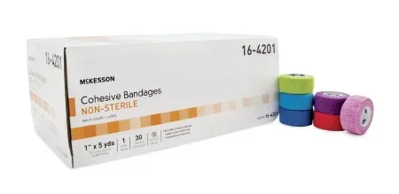 McKesson McKesson Cohesive Bandage 1 Inch X 5 Yard Standard Compression Self-adherent Closure Purple / Pink / Green / Light Blue / Royal Blue / Red NonSterile – 16-4201