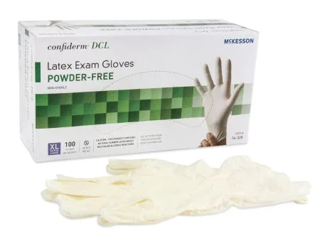 McKesson McKesson Confiderm Exam Glove X-Large NonSterile Latex Standard Cuff Length Smooth Ivory Not Chemo Approved – 14-320