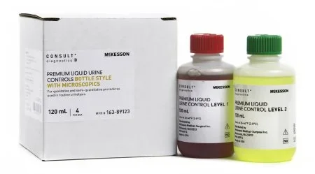 McKesson McKesson Consult Urine Chemistry Urinalysis Control Microscopic Testing Positive / Negative Level 2 Level 1 (Abnormal) 120 mL Bottles, 2 Level 2 (Normal with hCG) 120 mL Bottles – 89123
