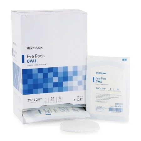 McKesson McKesson Eye Pad Cotton Filler / Spun Blown Polypropylene NonWoven Outer Layer 2-1/8 X 2-5/8 Inch Sterile – 16-4282