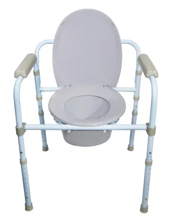 McKesson McKesson Folding Commode Chair Fixed Arm Steel Frame Back Bar 17 to 23 Inch Height – 146-RTL11158KDR