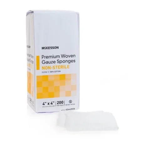 McKesson McKesson Gauze Sponge Woven Cotton 12-Ply 4 X 4 Inch Square NonSterile – 12442000
