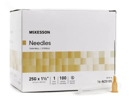 McKesson McKesson Hypodermic Needle Without Safety 25 Gauge 1-1/2 Inch – 16-N25105