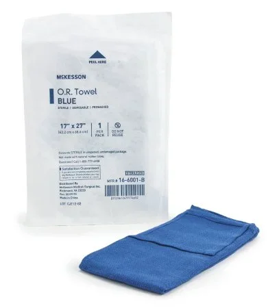 McKesson McKesson O.R. Towel 17 W X 27 L Inch Blue Sterile – 16-6001-B