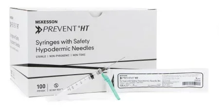 McKesson McKesson Prevent HT Syringe with Hypodermic Needle 3 mL 22 Gauge 1-1/2 Inch Detachable Needle Safety Hinged Needle – 102-SN3C22105S