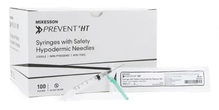McKesson McKesson Prevent HT Syringe with Hypodermic Needle 3 mL 22 Gauge 1 Inch Detachable Needle Safety Hinged Needle – 102-SN3C221S