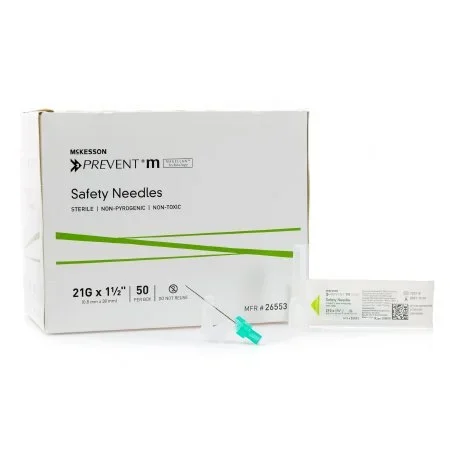 McKesson McKesson Prevent M Hypodermic Needle Sliding Safety Needle 21 Gauge 1-1/2 Inch – 26553