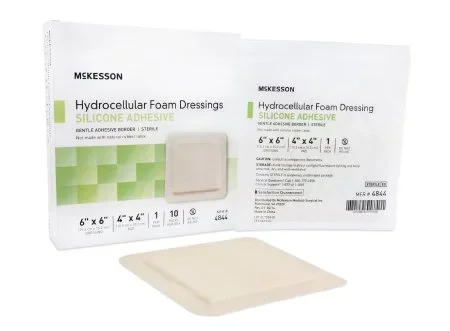 McKesson McKesson Silicone Foam Dressing 6 X 6 Inch Square Silicone Adhesive with Border Sterile – 4844