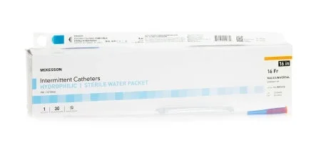 McKesson McKesson Urethral Catheter Straight Tip Hydrophilic Coated PVC 16 Fr. 16 Inch – 16-MH1616