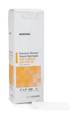 McKesson McKesson USP Type VII Gauze Sponge Cotton 12-Ply 3 X 3 Inch Square NonSterile – 42332000