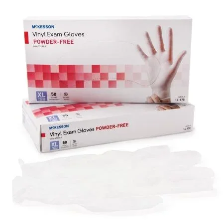 McKesson NonSterile Powder-Free Vinyl Exam Gloves – 50 Count X-Large