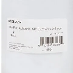 McKesson Orthopedic Felt Roll Adhesive 6″ x 2-1/2 Yard Wool / Rayon NonSterile, 1/RL - Image 2