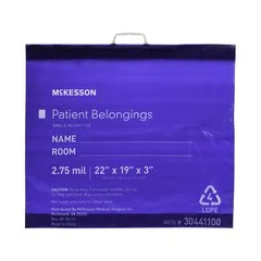 McKesson Patient Belongings Bag 3 X 19 X 22 Inch Polyethylene Snap Closure Blue, 250/CS