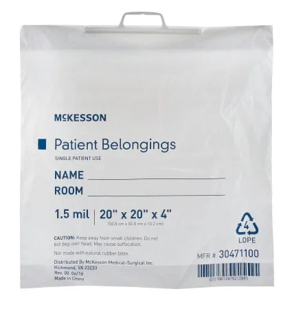 McKesson Patient Belongings Bag Polyethylene Snap Closure