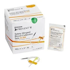 McKesson Prevent® G Blood Collection Set 25 Gauge 3/4 Needle Length Safety Needle 12 Tubing Sterile, 50/BX