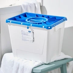 McKesson Prevent® Pharmaceutical Sharps Container, White Base, 13-1/2 H X 17-3/10 W X 13 L Inch, Vertical Entry, 8 Gallon - Image 2