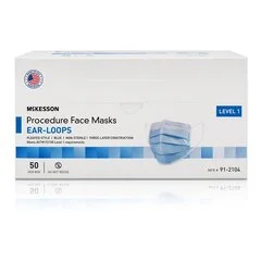 McKesson Procedure Mask Earloops One Size Fits Most, Blue, NonSterile, ASTM Level 1, Adult, 500/CS - Image 2