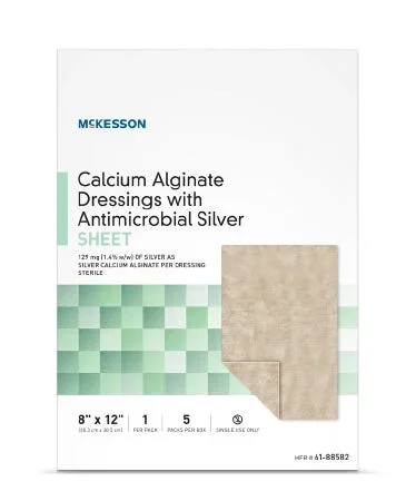 McKesson Rectangle Calcium Alginate Dressing with Antimicrobial Silver – 8 X 12 Inch
