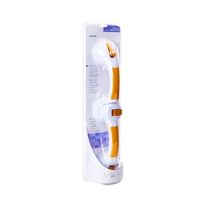 McKesson Rotating Suction-Cup Grab Bar, White/Yellow Plastic