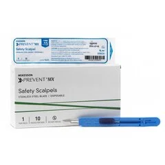 McKesson Safety Scalpel McKesson Prevent MX No. 15 Stainless Steel / Plastic Sensory Grip Handle Sterile Disposable