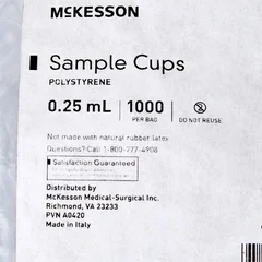 McKesson Sample Cup McKesson 0.25 mL, Clear, 14 X 16 mm, Without Caps, 10000 EA/CS - Image 2