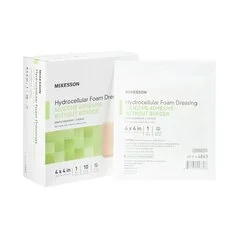 McKesson Silicone Foam Dressing 4 X 4 Inch Square Silicone Gel Adhesive without Border Sterile