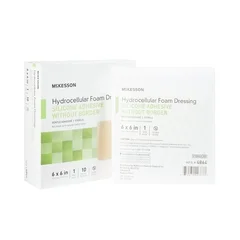 McKesson Silicone Foam Dressing 6 x 6 Square Silicone Gel Adhesive without Border Sterile, 10/BX