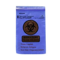 McKesson Specimen Transport Bag with Document Pouch McKesson 6 X 9 Inch Zip Closure Biohazard Symbol / Storage Instructions NonSterile, 1/PK