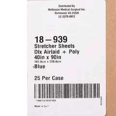 McKesson Stretcher Sheet Flat 40 W X 90 L Inch Blue Polyback Airlaid Disposable, 25/CS - Image 2