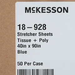 McKesson Stretcher Sheet Flat 40 W X 90 L Inch Blue Tissue / Poly Disposable, 50/CS - Image 3