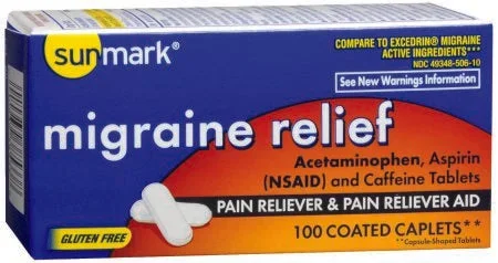 McKesson sunmark Pain Relief 250 mg – 250 mg – 65 mg Strength Acetaminophen / Aspirin / Caffeine Tablet 100 per Bottle – 49348050610