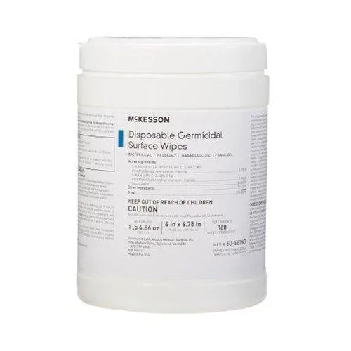 Mckesson Surface Disinfectant Premoistened Wipe 160 Count Canister Disposable Alcohol Scent