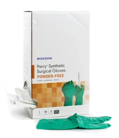 McKesson Surgical Glove Sterile Polychloroprene Standard Cuff Length Smooth Dark Green Chemo Tested