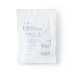 McKesson Surgical Laparotomy Sponge X-Ray Detectable Cotton 12 X 12 Inch 5 Count Soft Pack Sterile, 40/CS