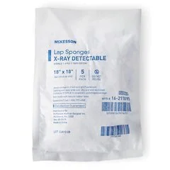 McKesson Surgical Laparotomy Sponge X-Ray Detectable Cotton 18 X 18 Inch 5 Count Soft Pack Sterile, 40/CS